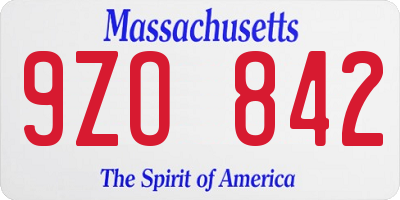MA license plate 9ZO842