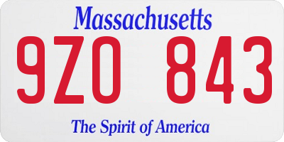 MA license plate 9ZO843