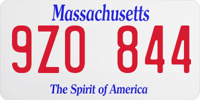 MA license plate 9ZO844