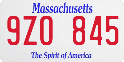 MA license plate 9ZO845