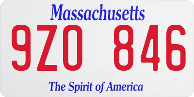 MA license plate 9ZO846