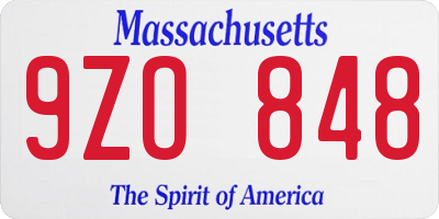 MA license plate 9ZO848