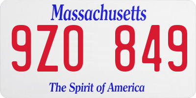 MA license plate 9ZO849