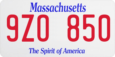 MA license plate 9ZO850