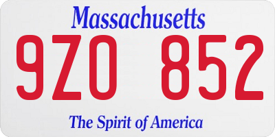 MA license plate 9ZO852