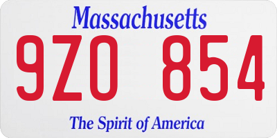 MA license plate 9ZO854