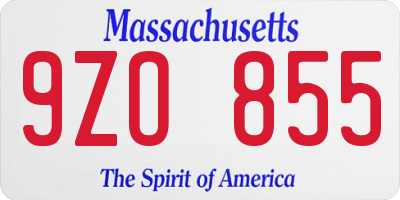 MA license plate 9ZO855