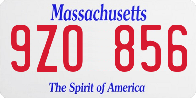 MA license plate 9ZO856