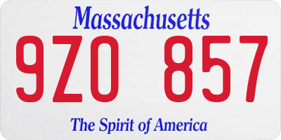 MA license plate 9ZO857