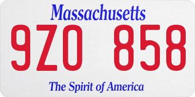 MA license plate 9ZO858