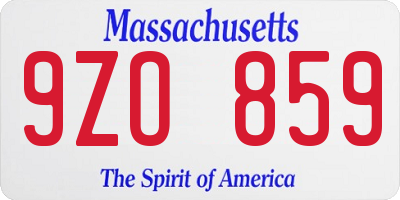 MA license plate 9ZO859