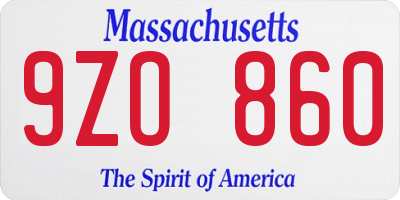 MA license plate 9ZO860