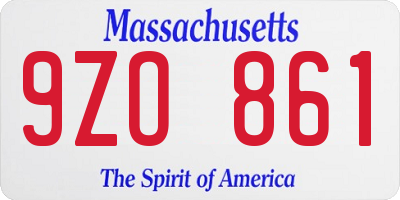 MA license plate 9ZO861