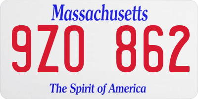 MA license plate 9ZO862
