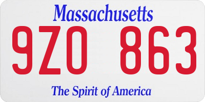 MA license plate 9ZO863