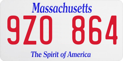 MA license plate 9ZO864