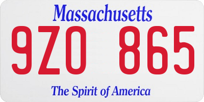 MA license plate 9ZO865