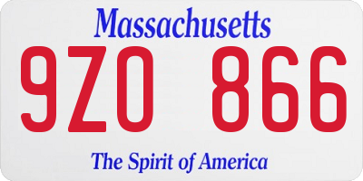 MA license plate 9ZO866
