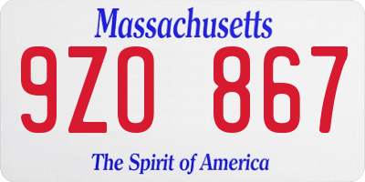 MA license plate 9ZO867