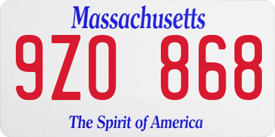 MA license plate 9ZO868