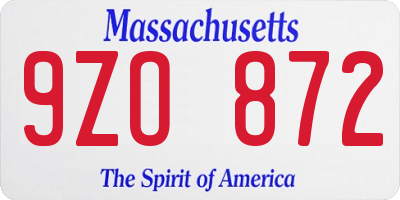 MA license plate 9ZO872