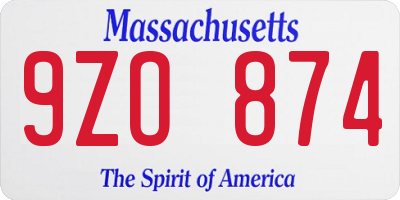 MA license plate 9ZO874