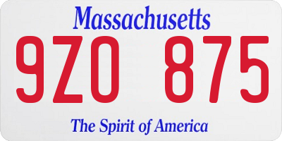 MA license plate 9ZO875