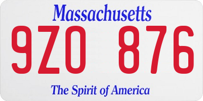 MA license plate 9ZO876