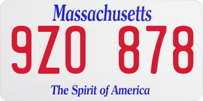 MA license plate 9ZO878