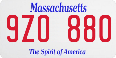 MA license plate 9ZO880