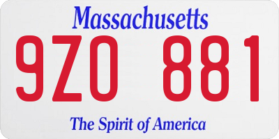 MA license plate 9ZO881