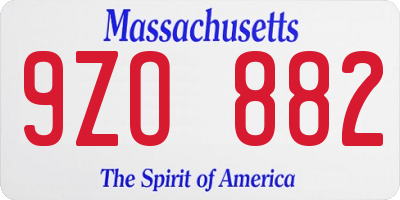 MA license plate 9ZO882