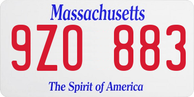 MA license plate 9ZO883