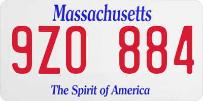 MA license plate 9ZO884