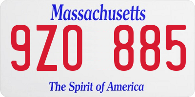 MA license plate 9ZO885