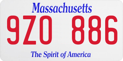 MA license plate 9ZO886