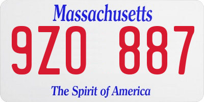 MA license plate 9ZO887