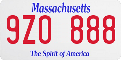 MA license plate 9ZO888