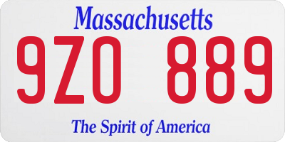 MA license plate 9ZO889