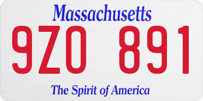 MA license plate 9ZO891