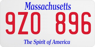 MA license plate 9ZO896