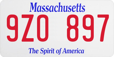 MA license plate 9ZO897