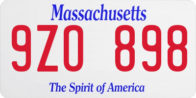 MA license plate 9ZO898