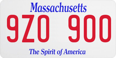 MA license plate 9ZO900