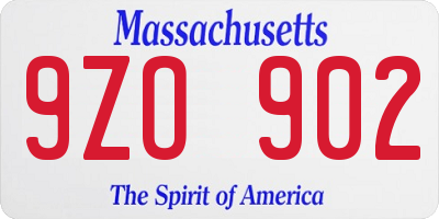 MA license plate 9ZO902