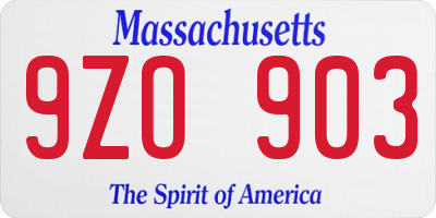 MA license plate 9ZO903