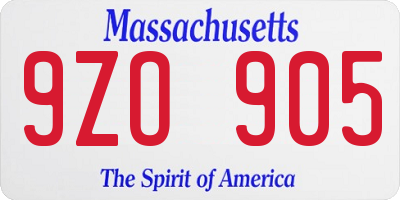 MA license plate 9ZO905