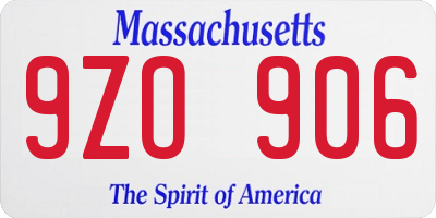 MA license plate 9ZO906