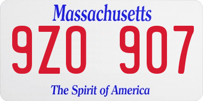 MA license plate 9ZO907