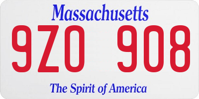 MA license plate 9ZO908